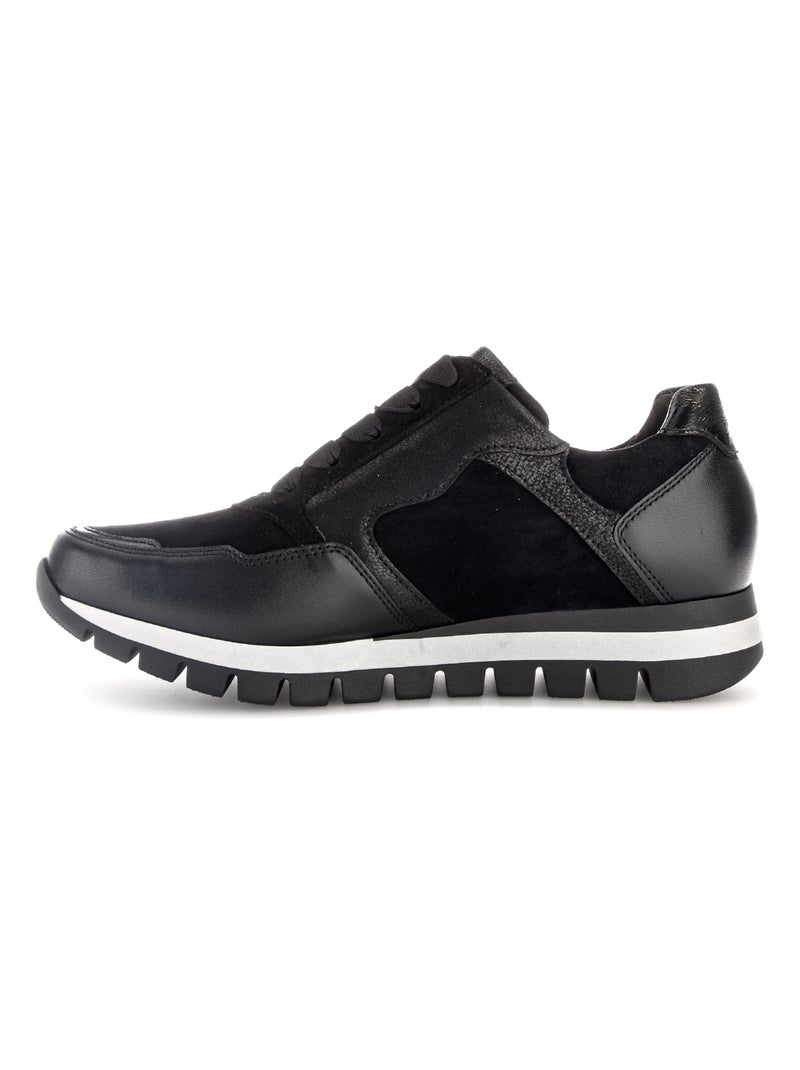 Baskets  en cuir et nubuck Noir - Kiabi