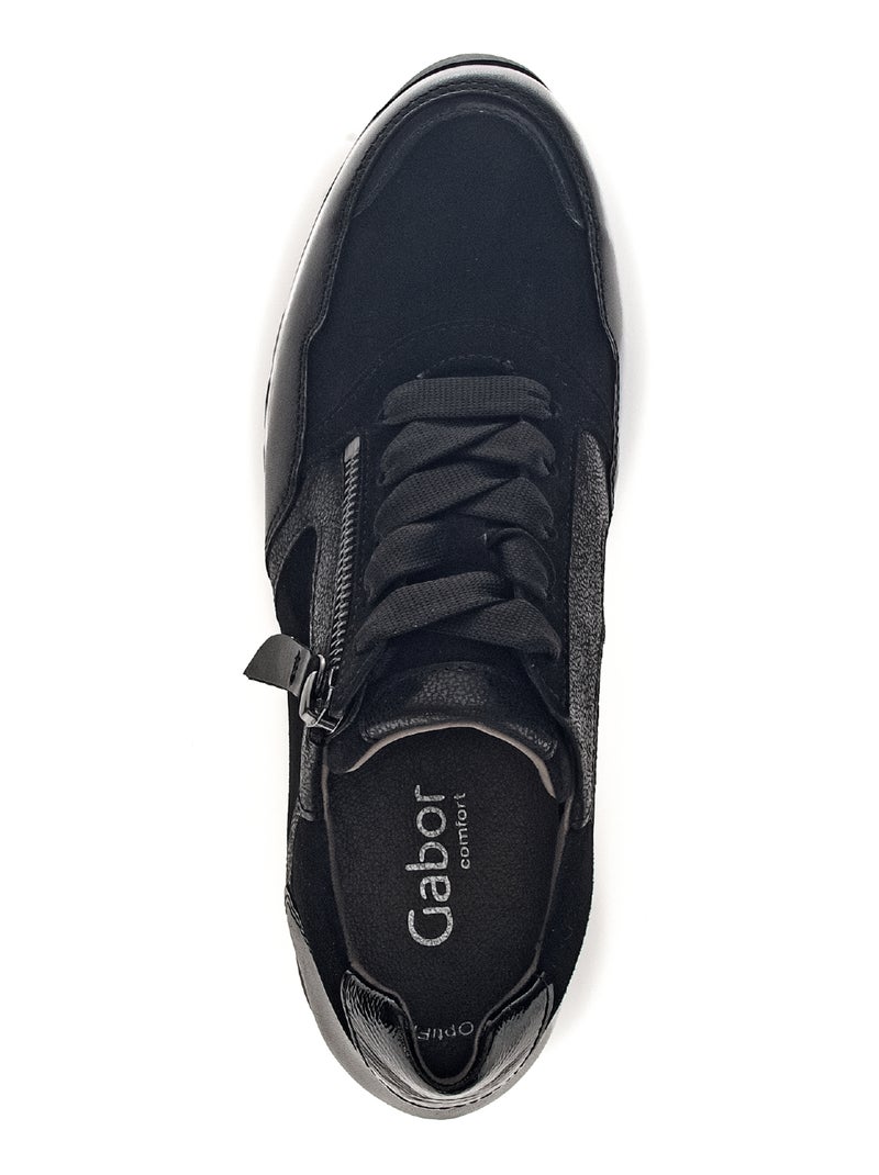 Baskets  en cuir et nubuck Noir - Kiabi