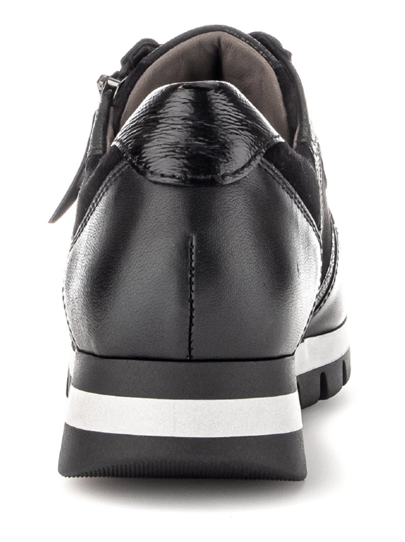 Baskets  en cuir et nubuck Noir - Kiabi