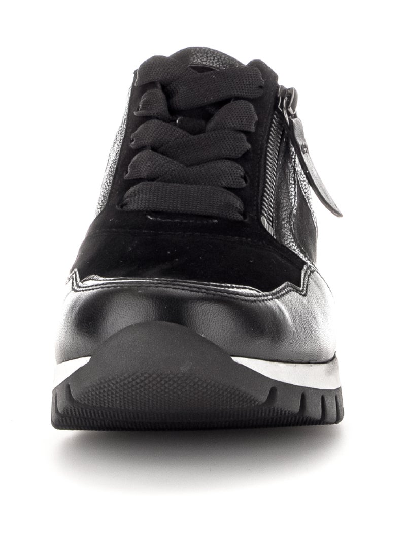 Baskets  en cuir et nubuck Noir - Kiabi