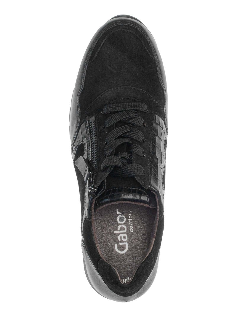 Baskets  en cuir et nubuck Noir - Kiabi