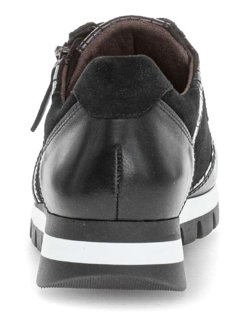 Baskets  en cuir et nubuck Noir - Kiabi