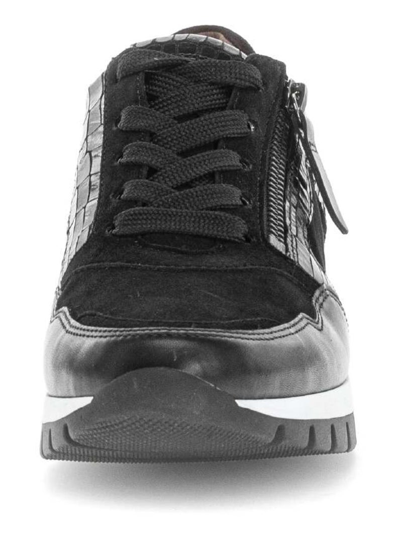 Baskets  en cuir et nubuck Noir - Kiabi