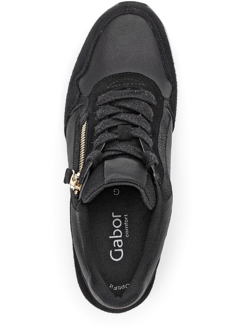 Baskets  en cuir et nubuck Noir - Kiabi