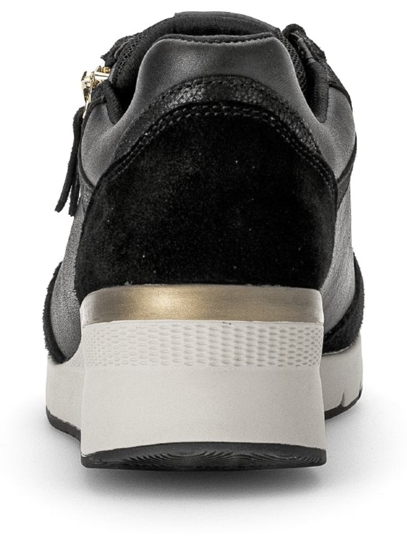 Baskets  en cuir et nubuck Noir - Kiabi