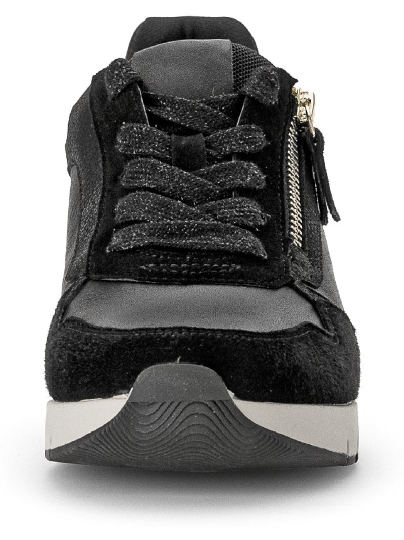 Baskets  en cuir et nubuck Noir - Kiabi