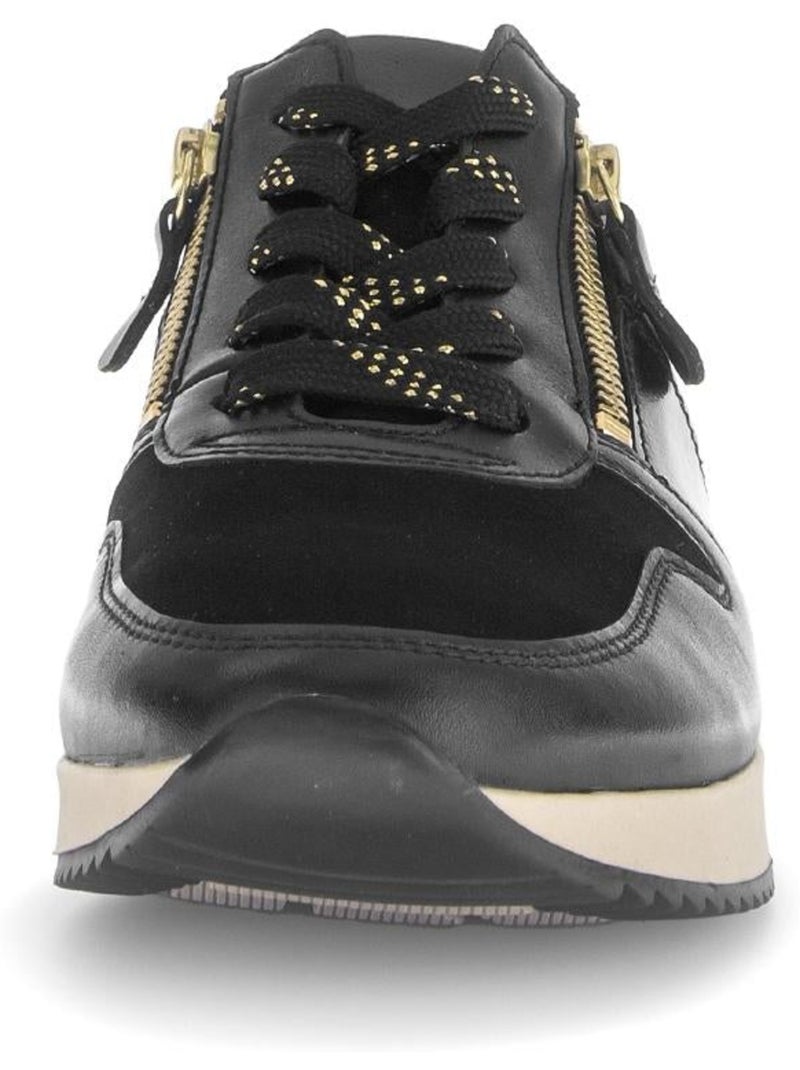 Baskets  en cuir et nubuck Noir Noir - Kiabi
