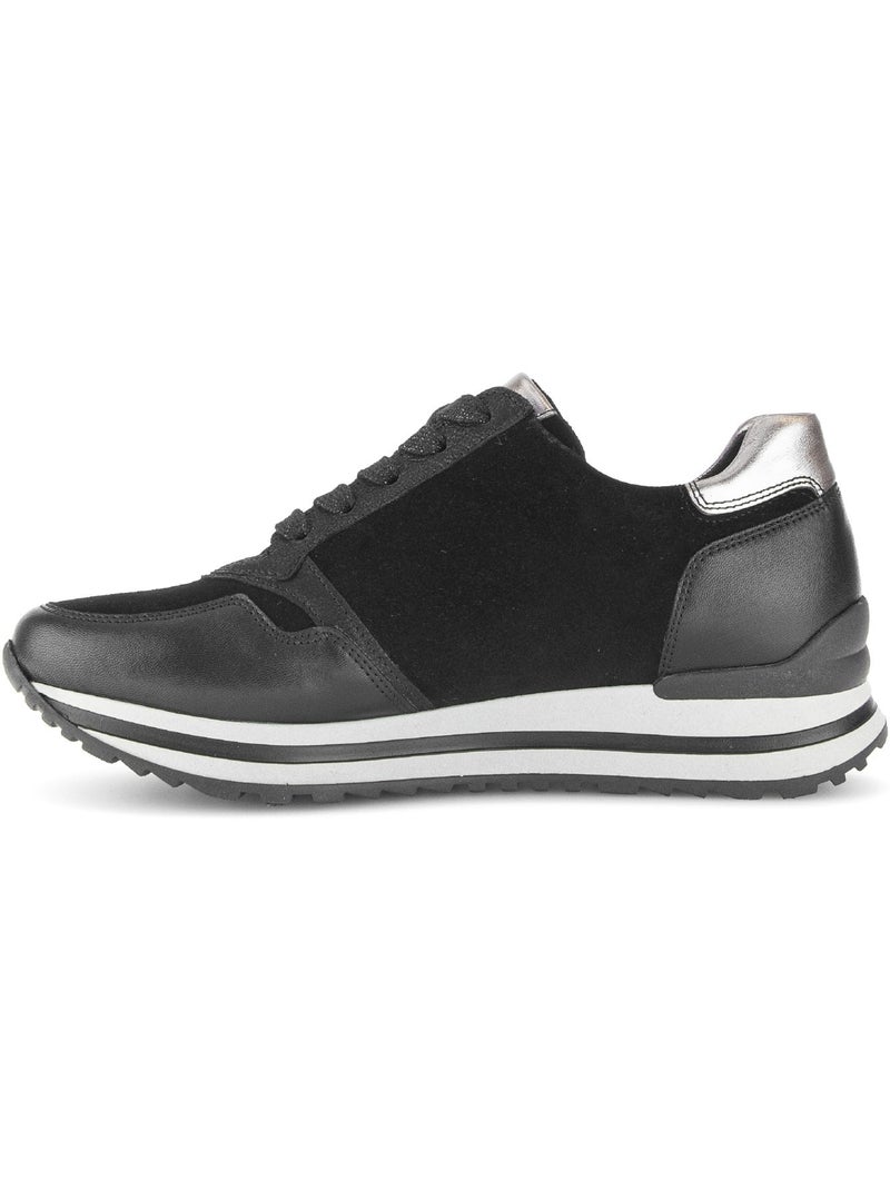 Baskets  en cuir et nubuck Noir Noir - Kiabi