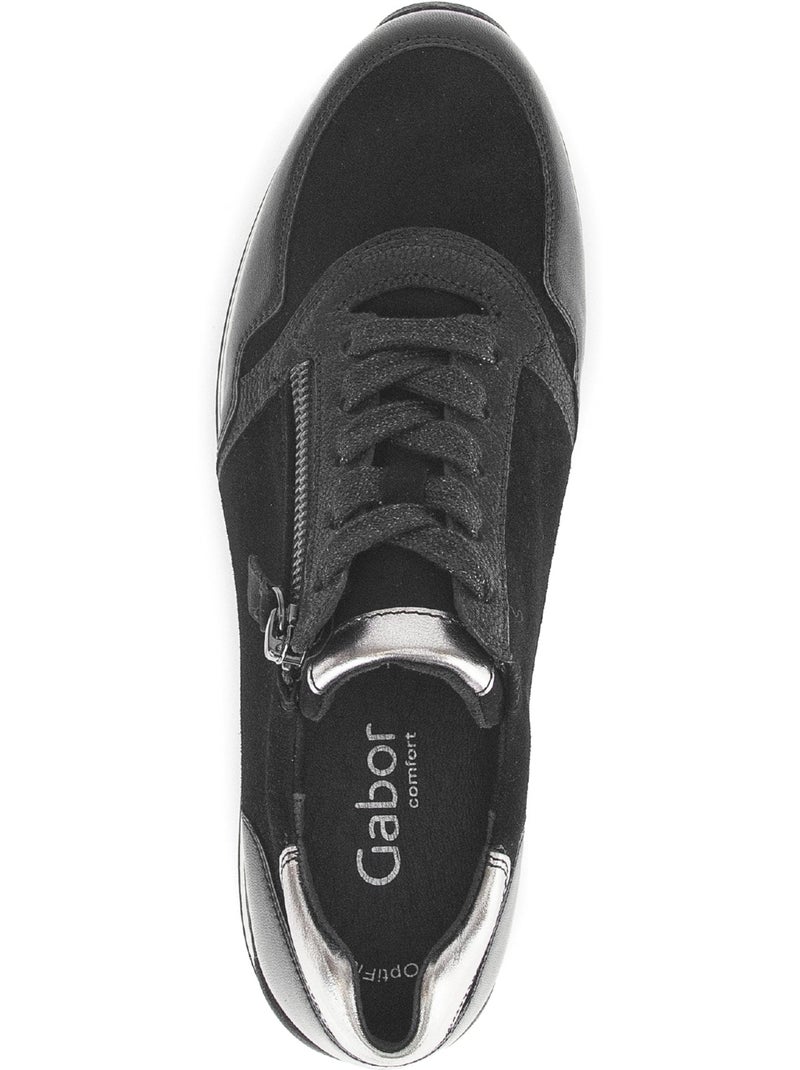 Baskets  en cuir et nubuck Noir Noir - Kiabi