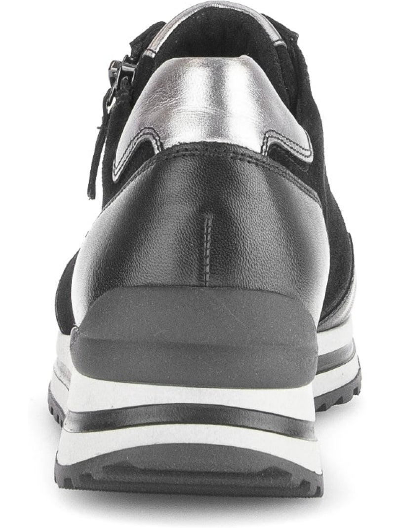 Baskets  en cuir et nubuck Noir Noir - Kiabi