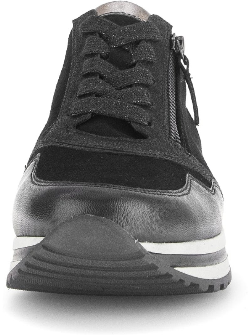 Baskets  en cuir et nubuck Noir Noir - Kiabi