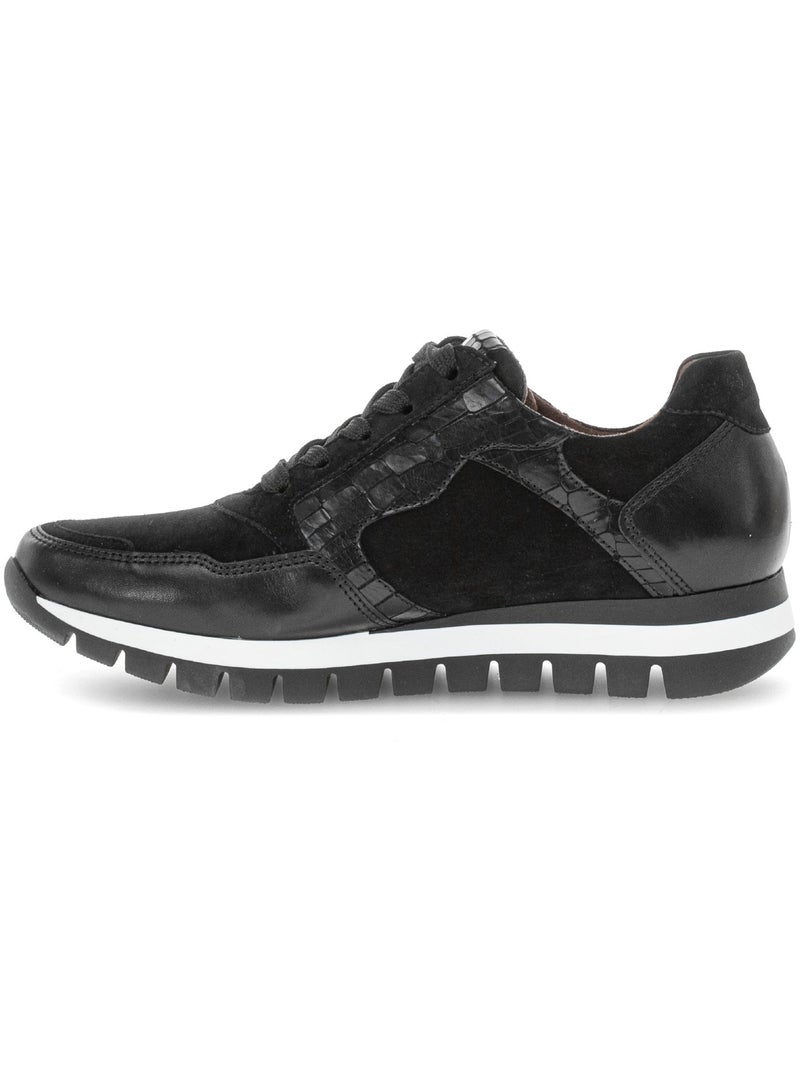Baskets  en cuir et nubuck Noir Noir - Kiabi