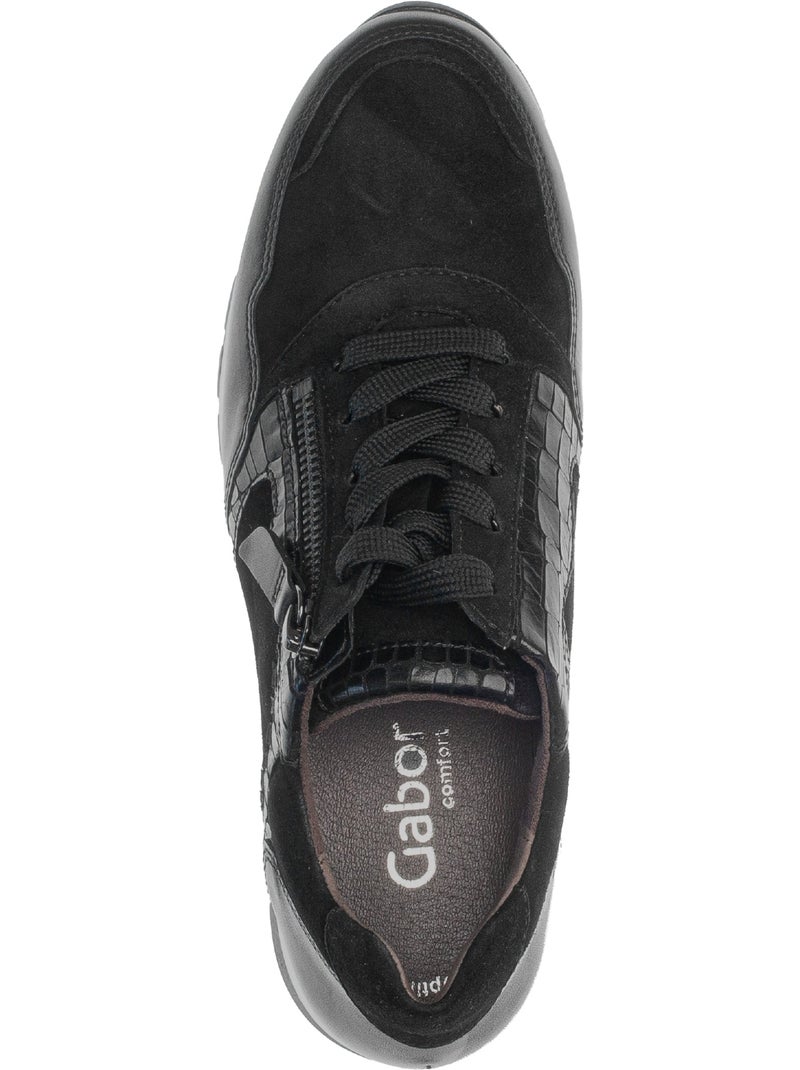 Baskets  en cuir et nubuck Noir Noir - Kiabi