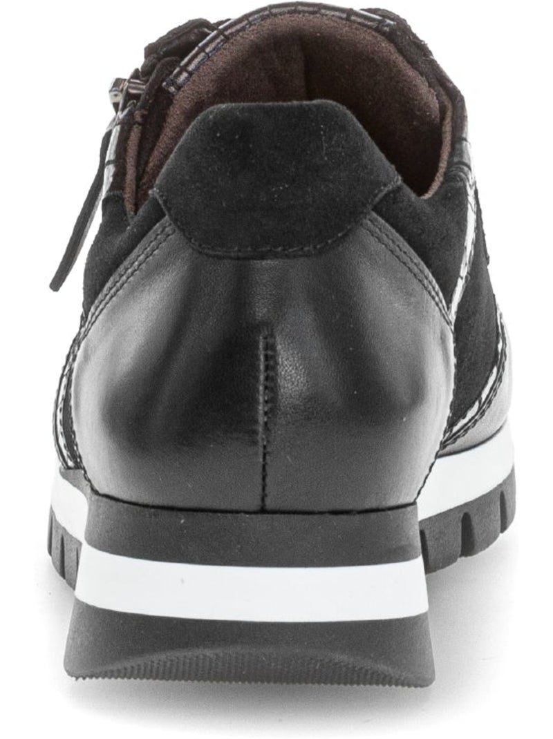 Baskets  en cuir et nubuck Noir Noir - Kiabi