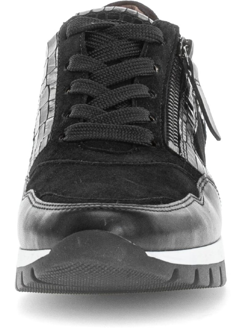 Baskets  en cuir et nubuck Noir Noir - Kiabi