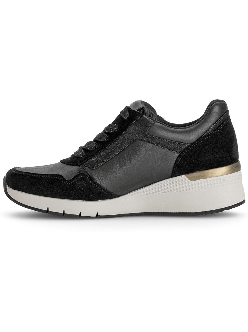 Baskets  en cuir et nubuck Noir Noir - Kiabi