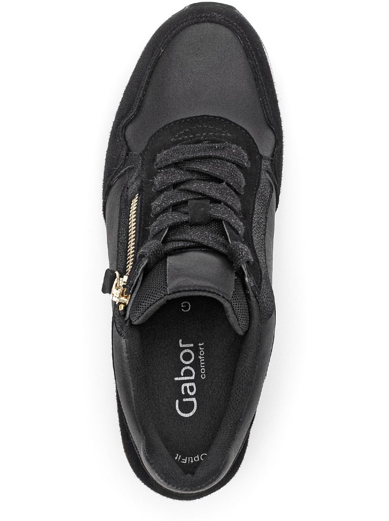 Baskets  en cuir et nubuck Noir Noir - Kiabi