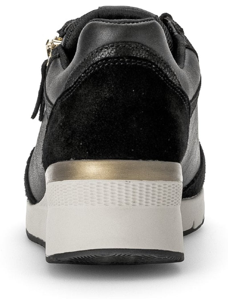 Baskets  en cuir et nubuck Noir Noir - Kiabi