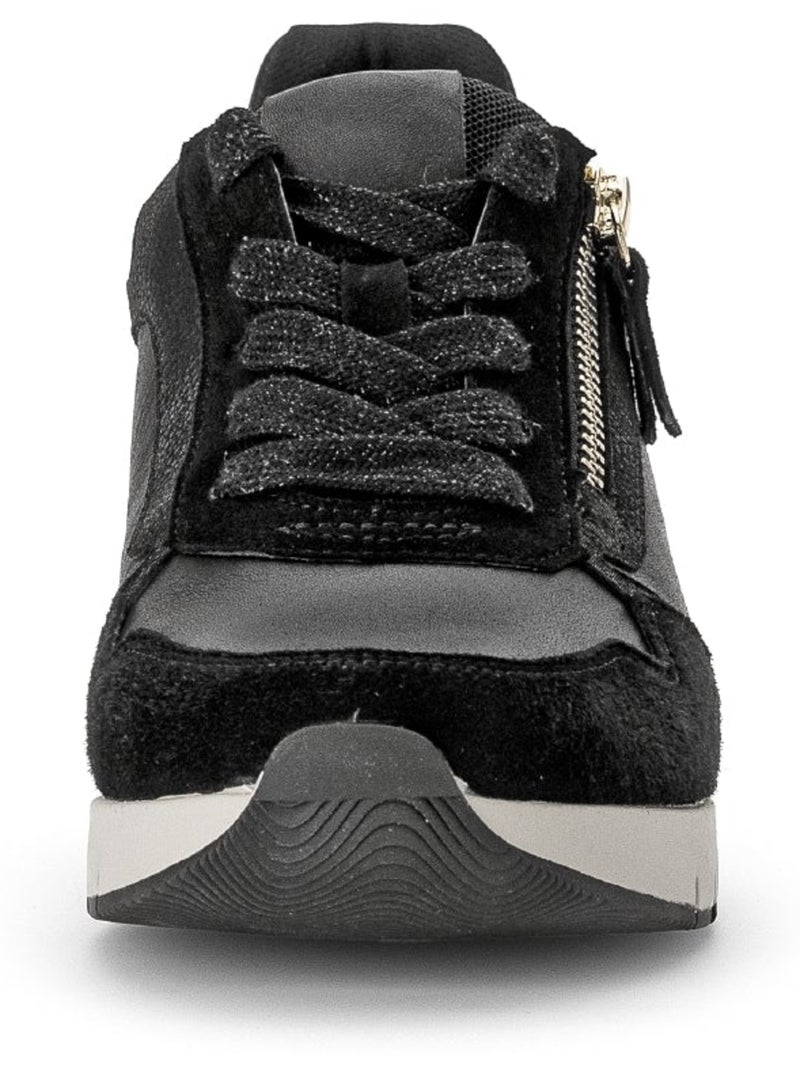 Baskets  en cuir et nubuck Noir Noir - Kiabi
