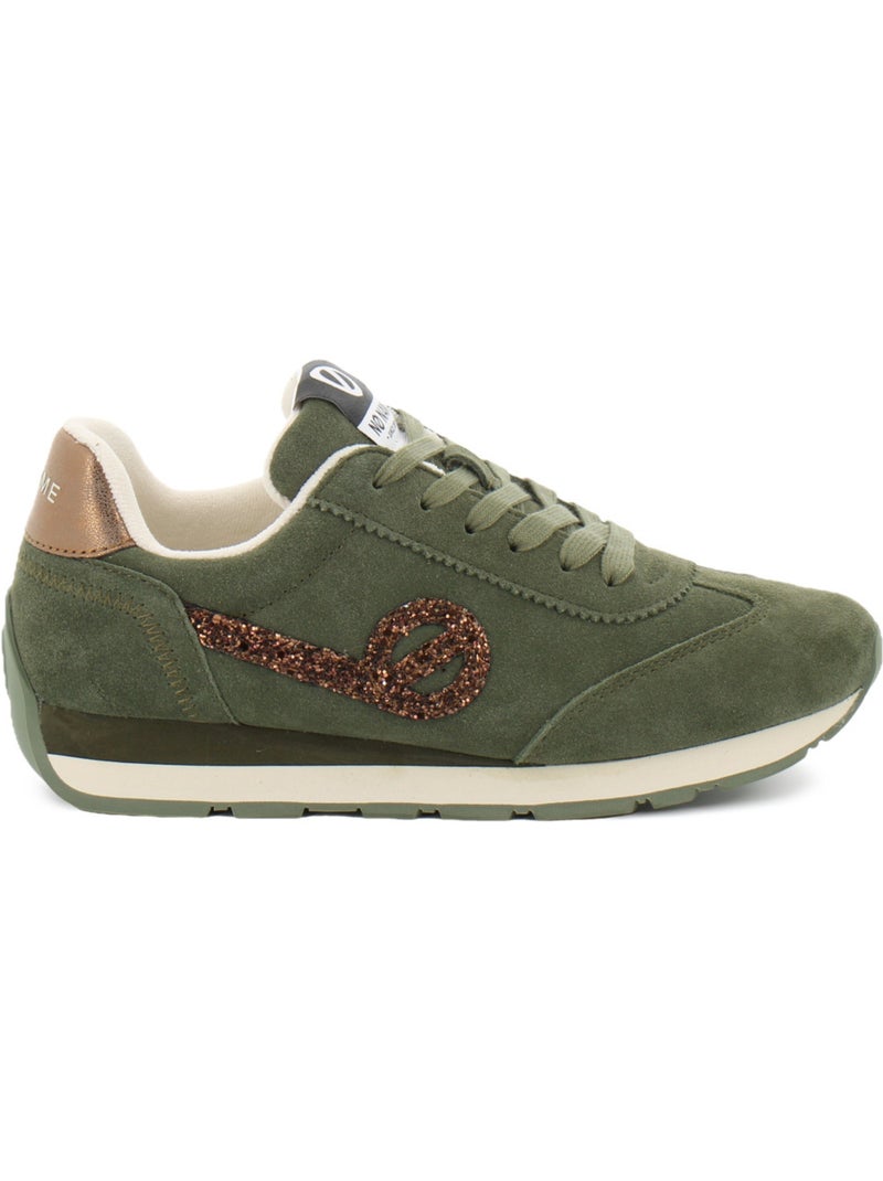 Baskets en cuir et suede no name Kaki - Kiabi