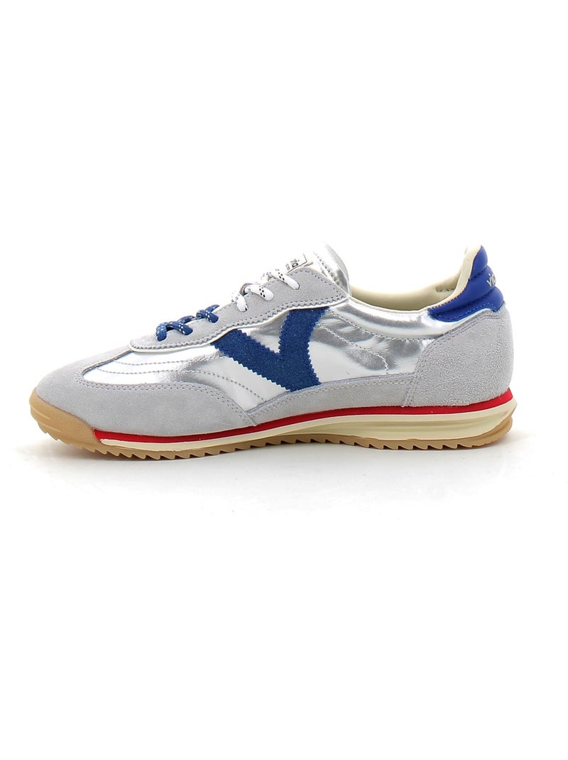 Baskets en Cuir et Suede Victoria. Argent - Kiabi