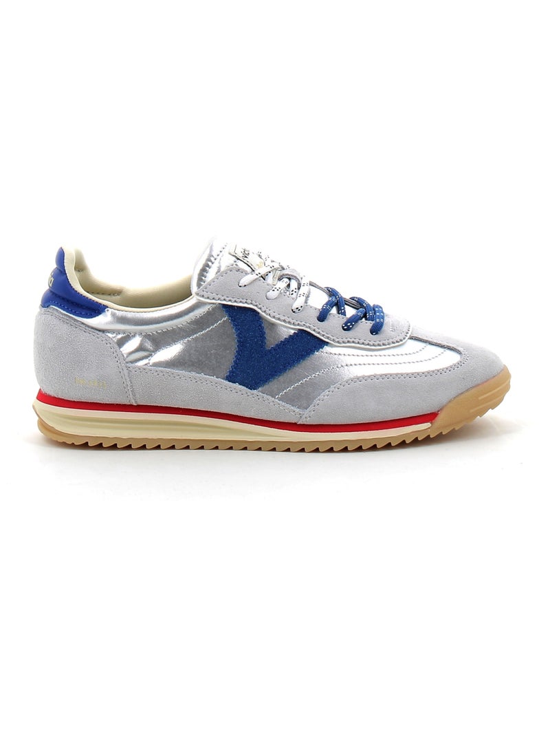 Baskets en Cuir et Suede Victoria. Argent - Kiabi