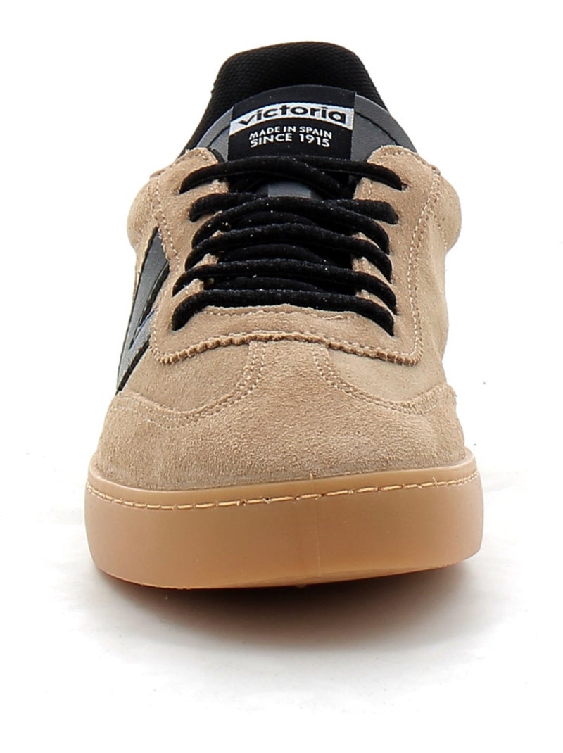 Baskets en Cuir et Suede Victoria. Beige - Kiabi