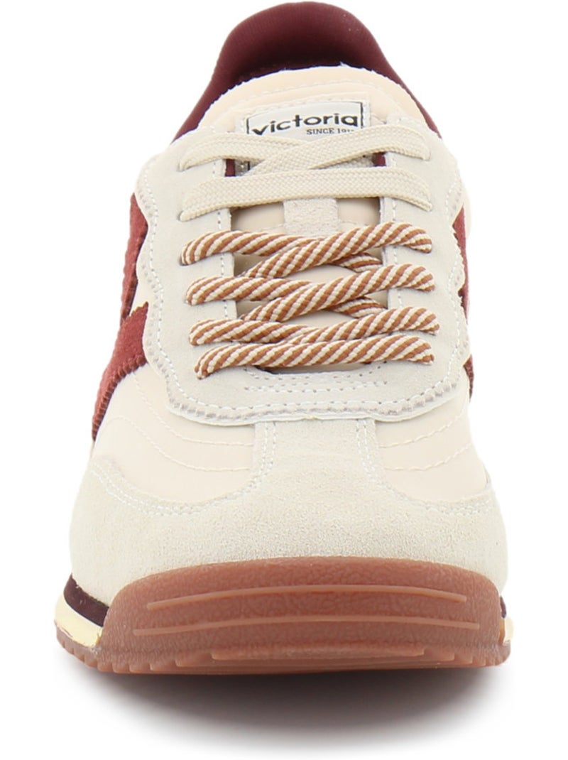 Baskets en cuir et suede victoria. Beige - Kiabi
