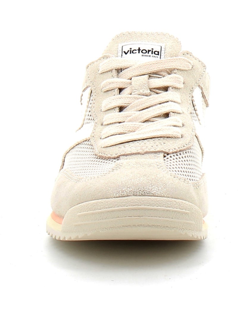 Baskets en Cuir et Suede Victoria. Blanc - Kiabi