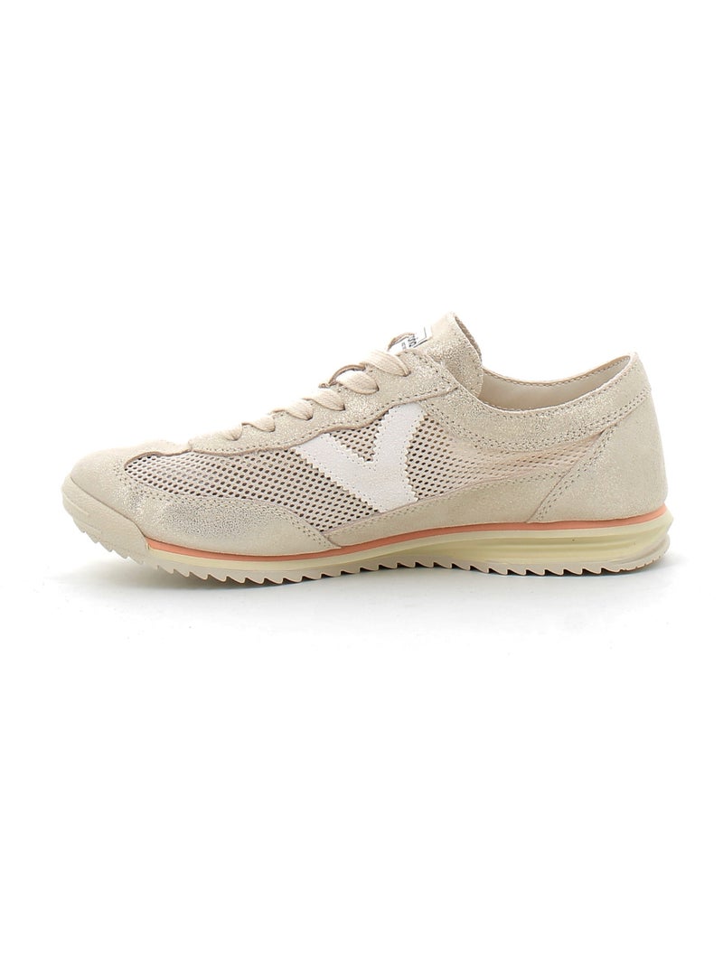 Baskets en Cuir et Suede Victoria. Blanc - Kiabi