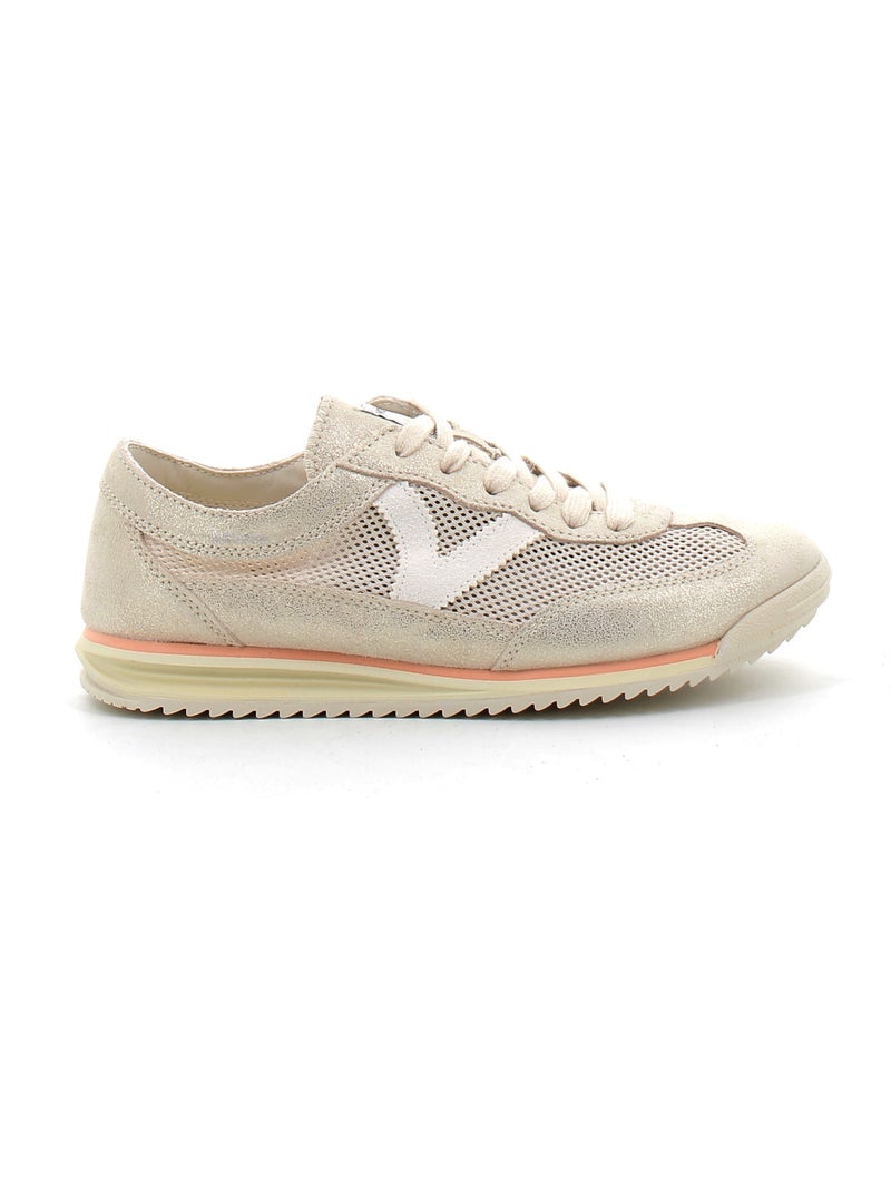 Baskets en Cuir et Suede Victoria. Blanc - Kiabi