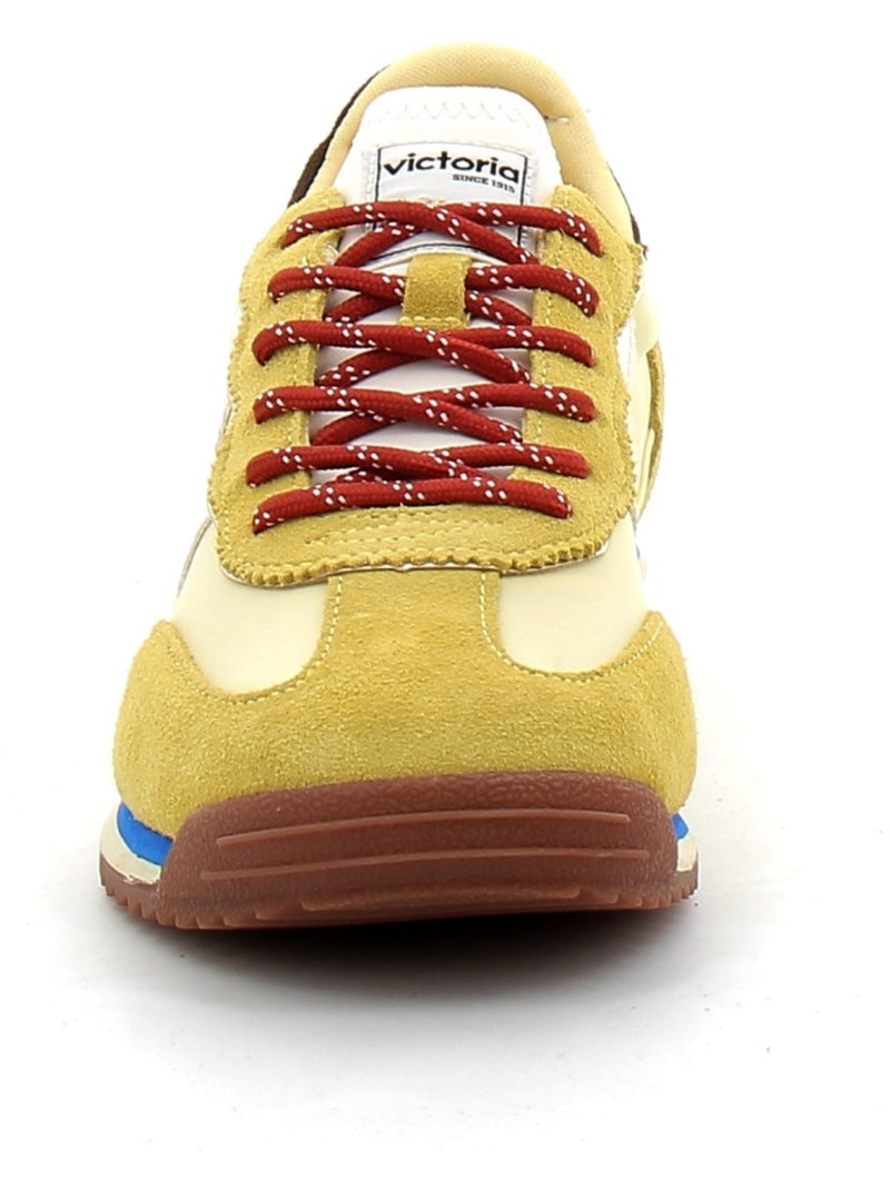 Baskets en Cuir et Suede Victoria. Jaune - Kiabi