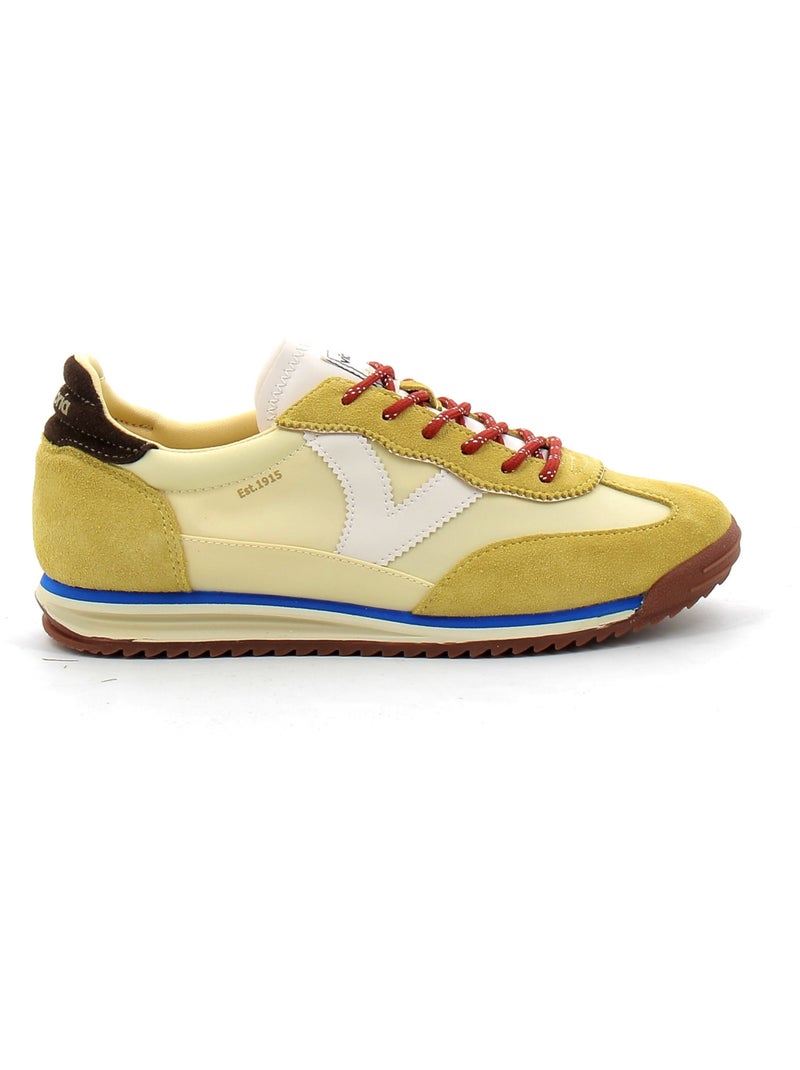 Baskets en Cuir et Suede Victoria. Jaune - Kiabi