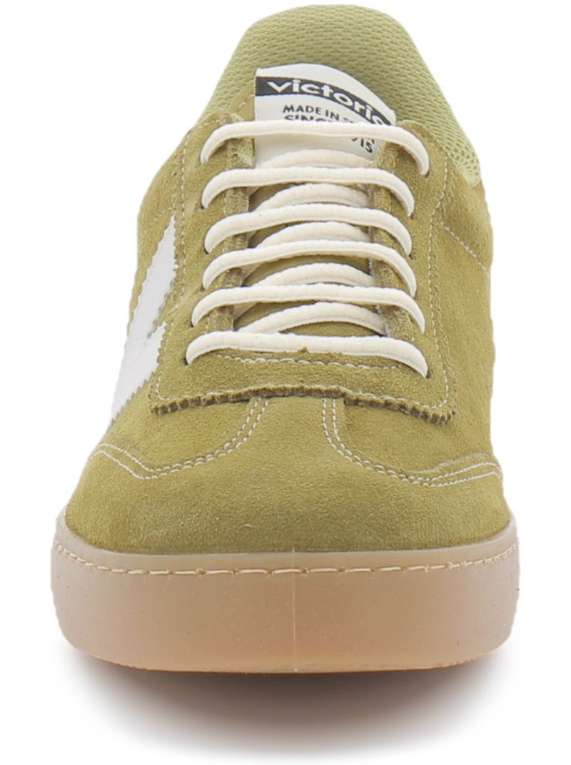 Baskets en cuir et suede victoria. Kaki - Kiabi