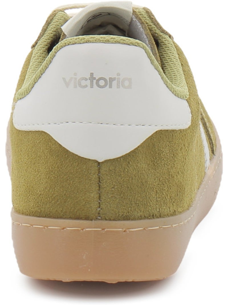 Baskets en cuir et suede victoria. Kaki - Kiabi