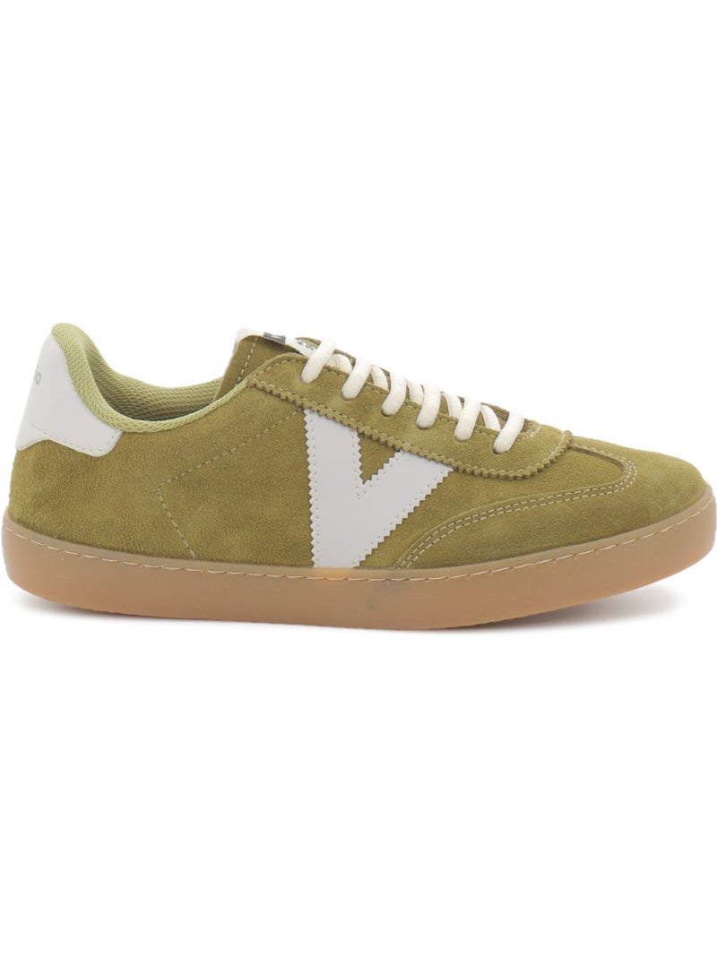 Baskets en cuir et suede victoria. Kaki - Kiabi