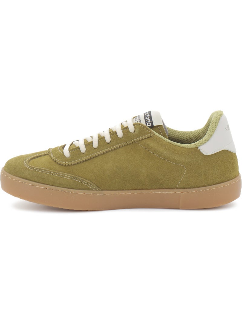 Baskets en cuir et suede victoria. Kaki - Kiabi