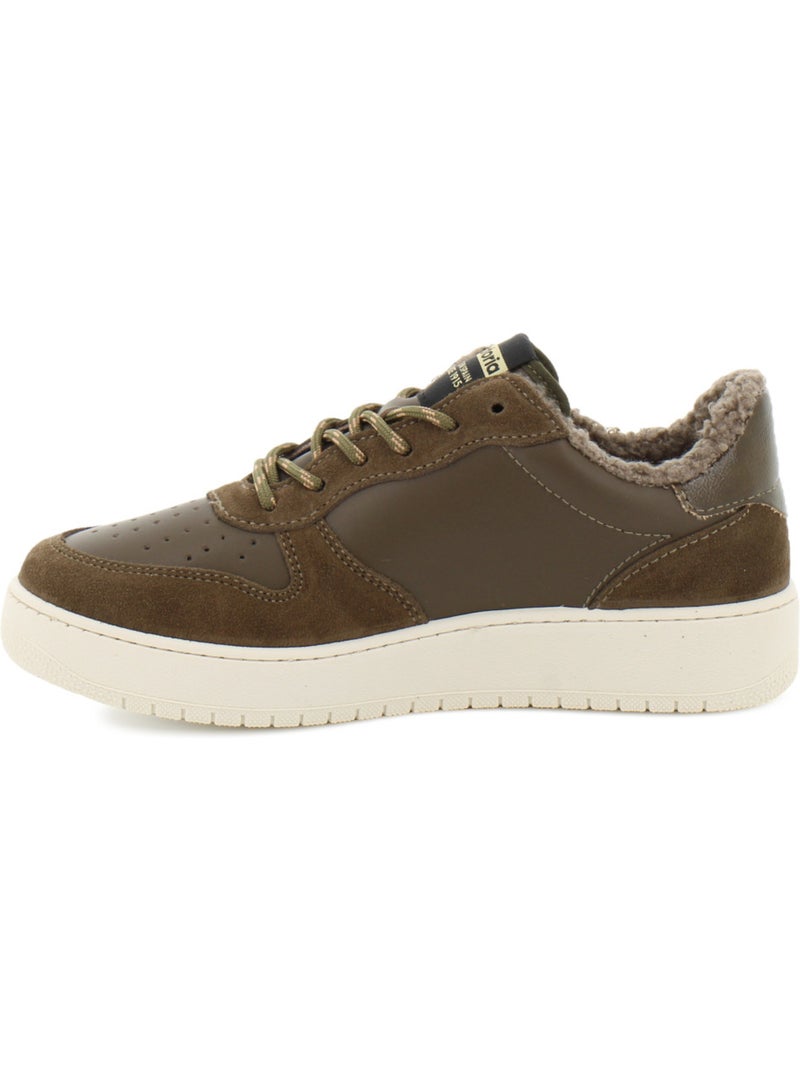 Baskets en cuir et suede victoria. Kaki - Kiabi