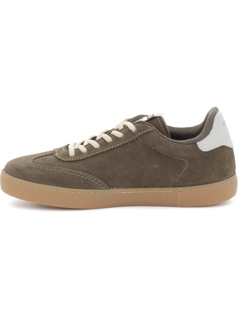 Baskets en cuir et suede victoria. Kaki - Kiabi