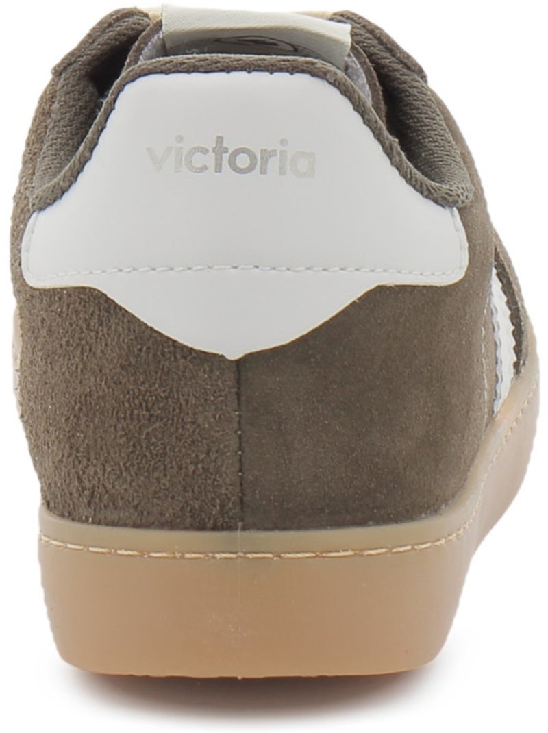 Baskets en cuir et suede victoria. Kaki - Kiabi