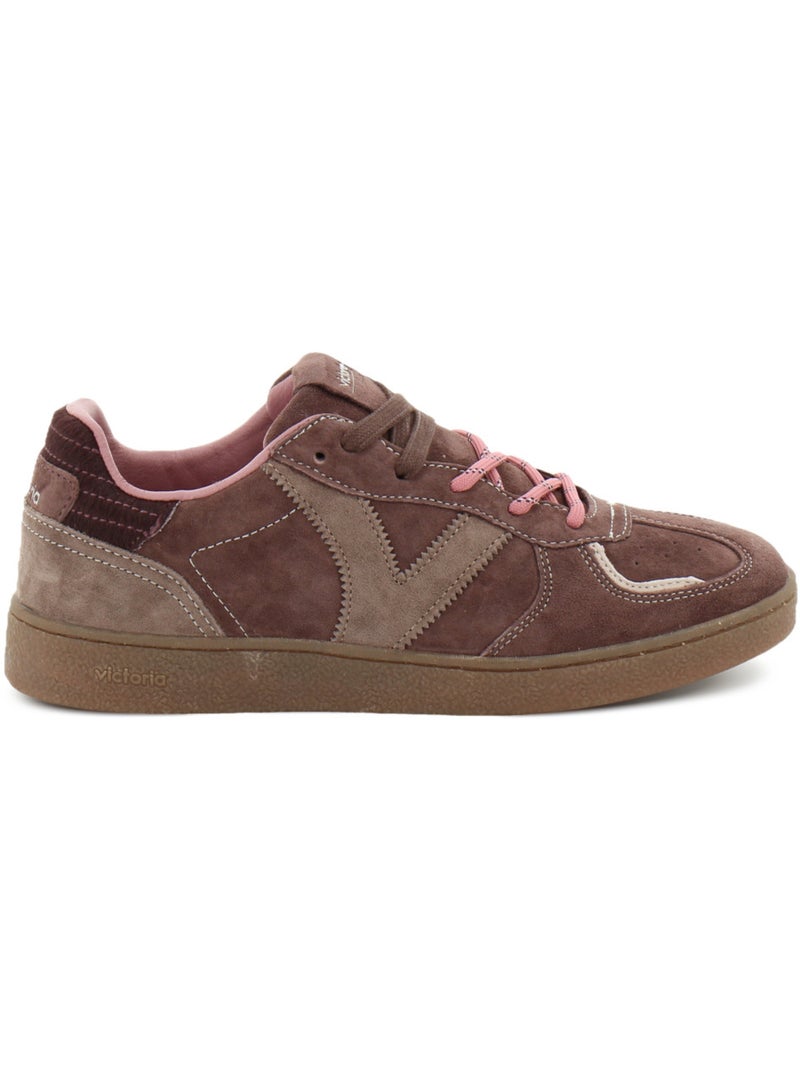 Baskets en cuir et suede victoria. Marron - Kiabi