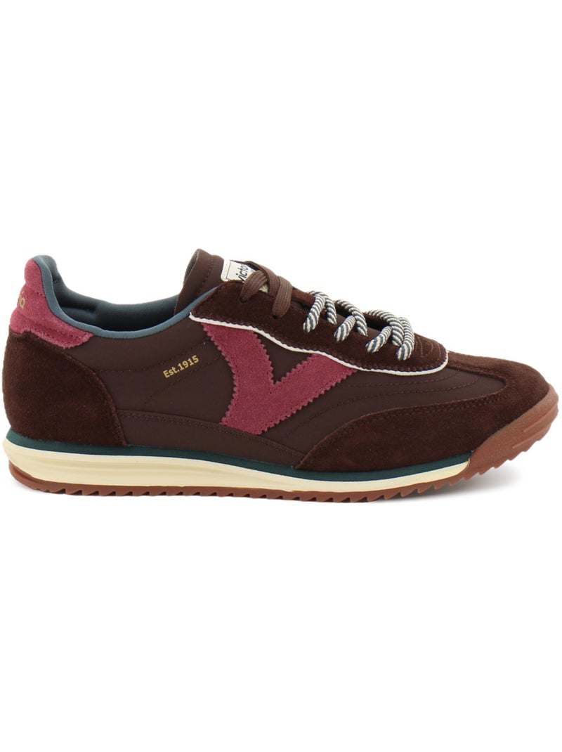 Baskets en cuir et suede victoria. Marron - Kiabi