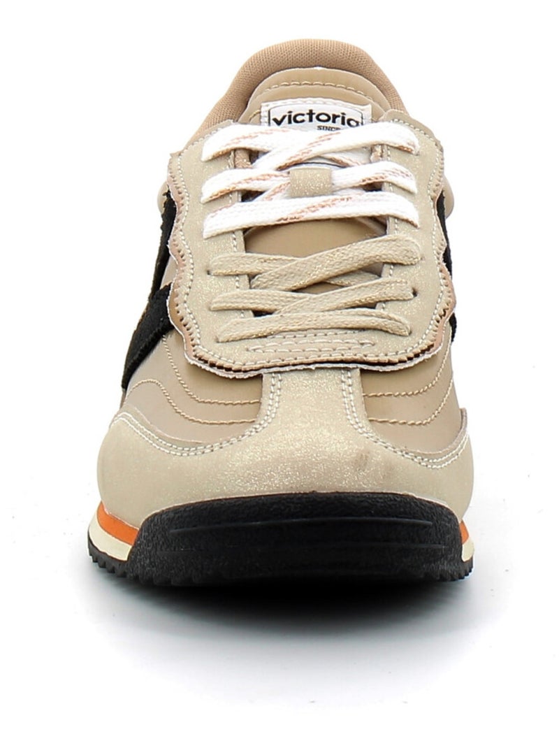 Baskets en Cuir et Suede Victoria. Or - Kiabi