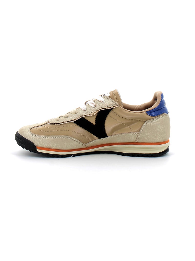 Baskets en Cuir et Suede Victoria. Or - Kiabi