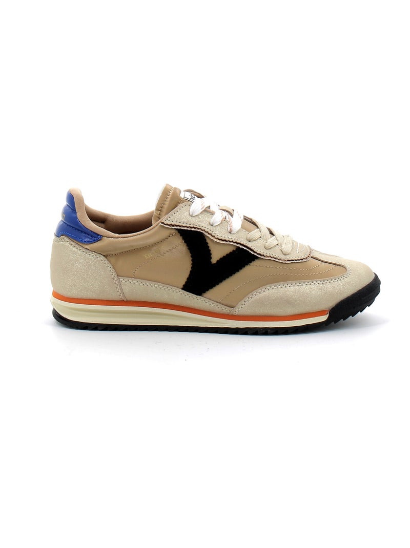 Baskets en Cuir et Suede Victoria. Or - Kiabi