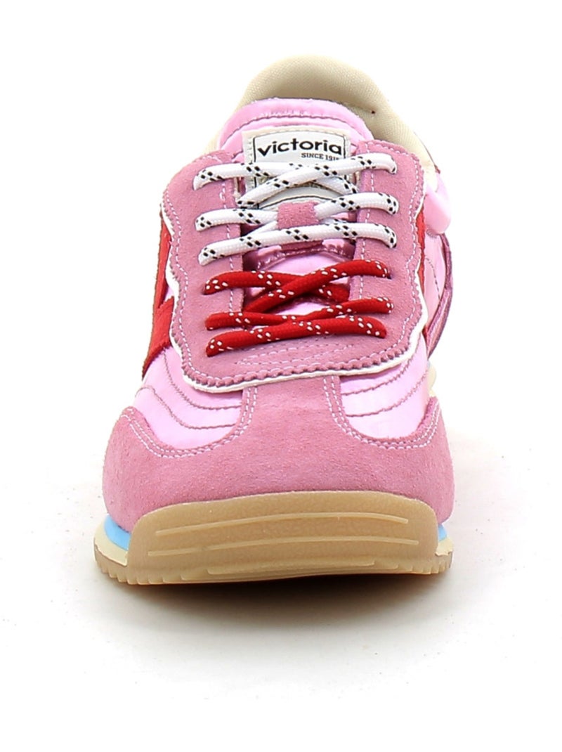 Baskets en Cuir et Suede Victoria. Rose - Kiabi
