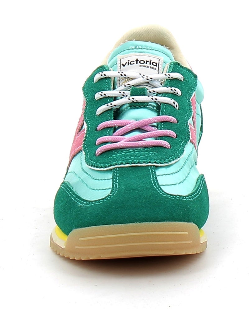 Baskets en Cuir et Suede Victoria. Vert - Kiabi
