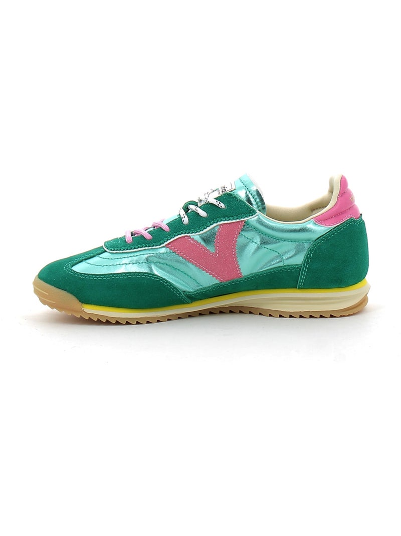 Baskets en Cuir et Suede Victoria. Vert - Kiabi