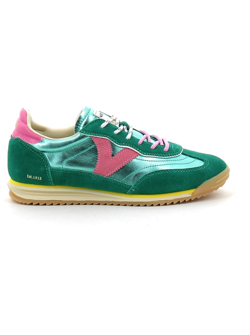 Baskets en Cuir et Suede Victoria. Vert - Kiabi