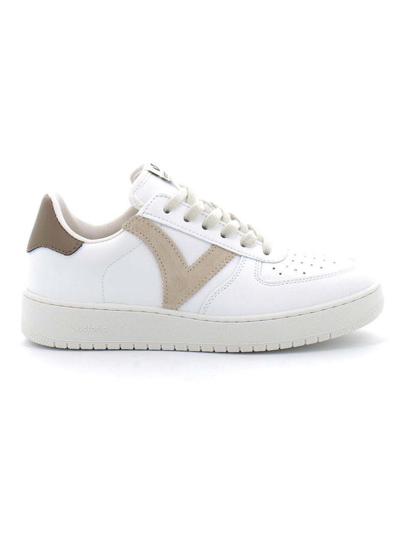 Baskets en Cuir et Syntetique Victoria. Beige - Kiabi